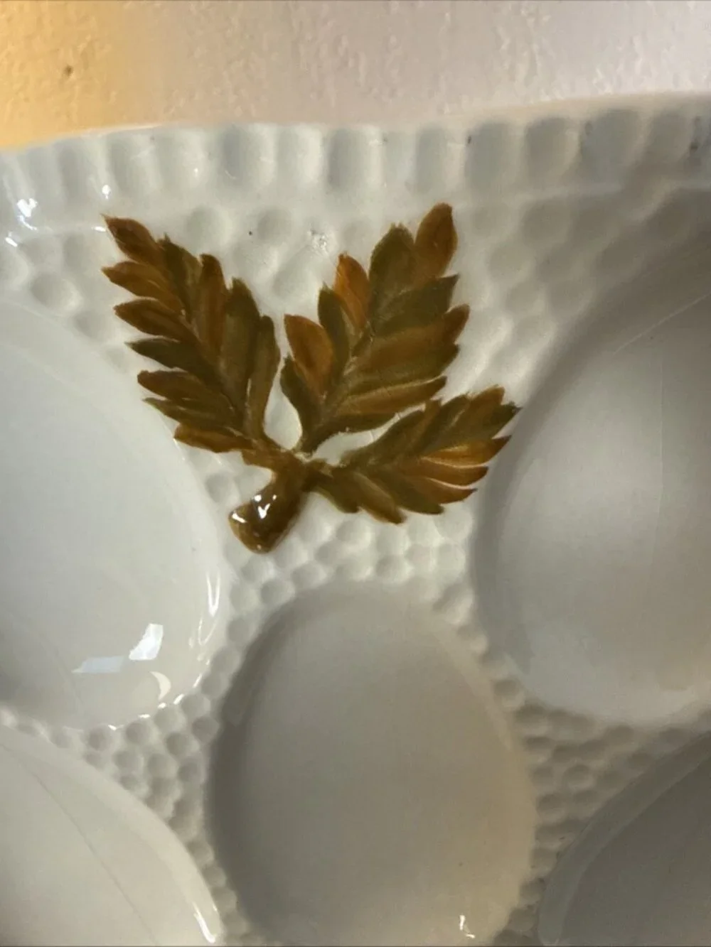 Vintage Thanksgiving Autumn Leaf Deviled Egg Platter Holds 24 eggs 13
